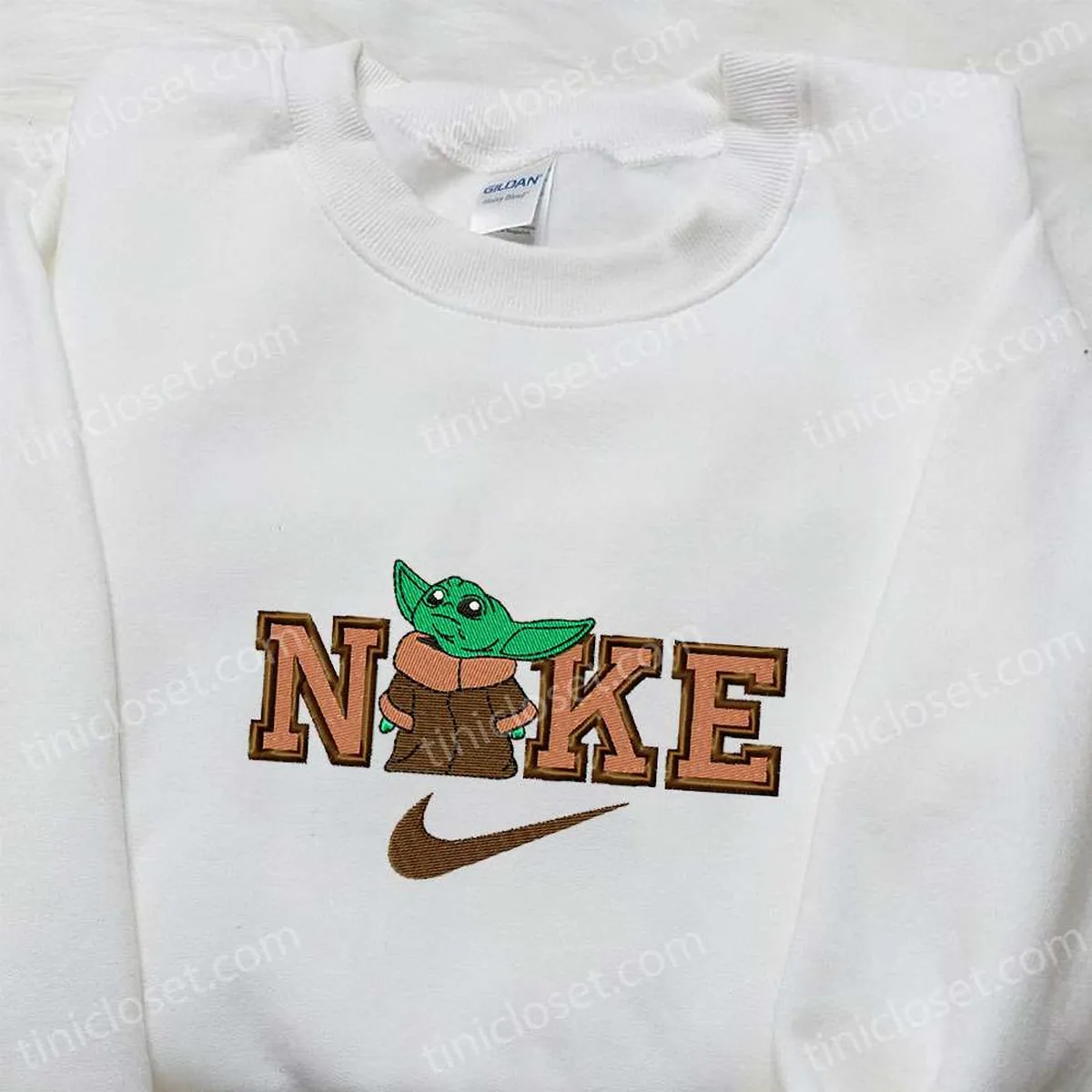 Baby Yoda x Nike Movie Embroidered Tshirt, Nike Inspired Embroidered Shirt, Best Gift for Family