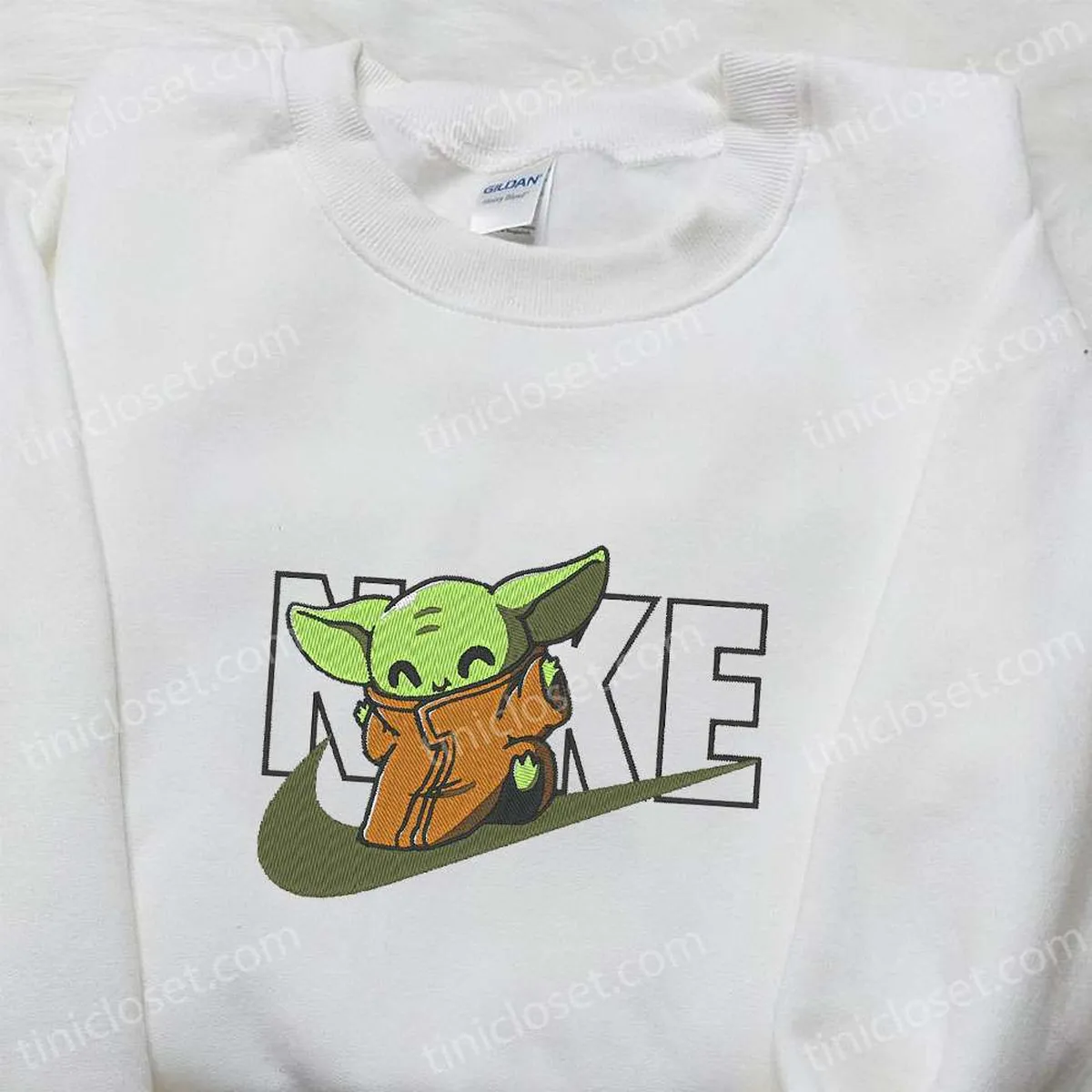 Baby Yoda x Nike Movie Embroidered Tshirt, Star Wars Embroidered Shirt, Inspired Nike Embroidered Shirt