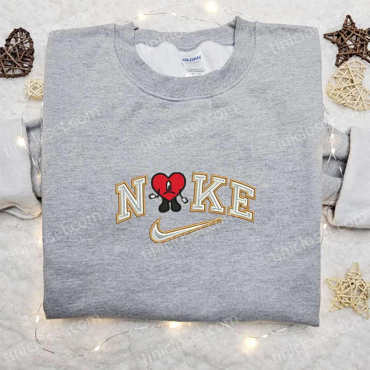 Bad Bunny Heart x Nike Embroidered Shirt, Nike Inspired Embroidered Hoodie, Best Gift Ideas