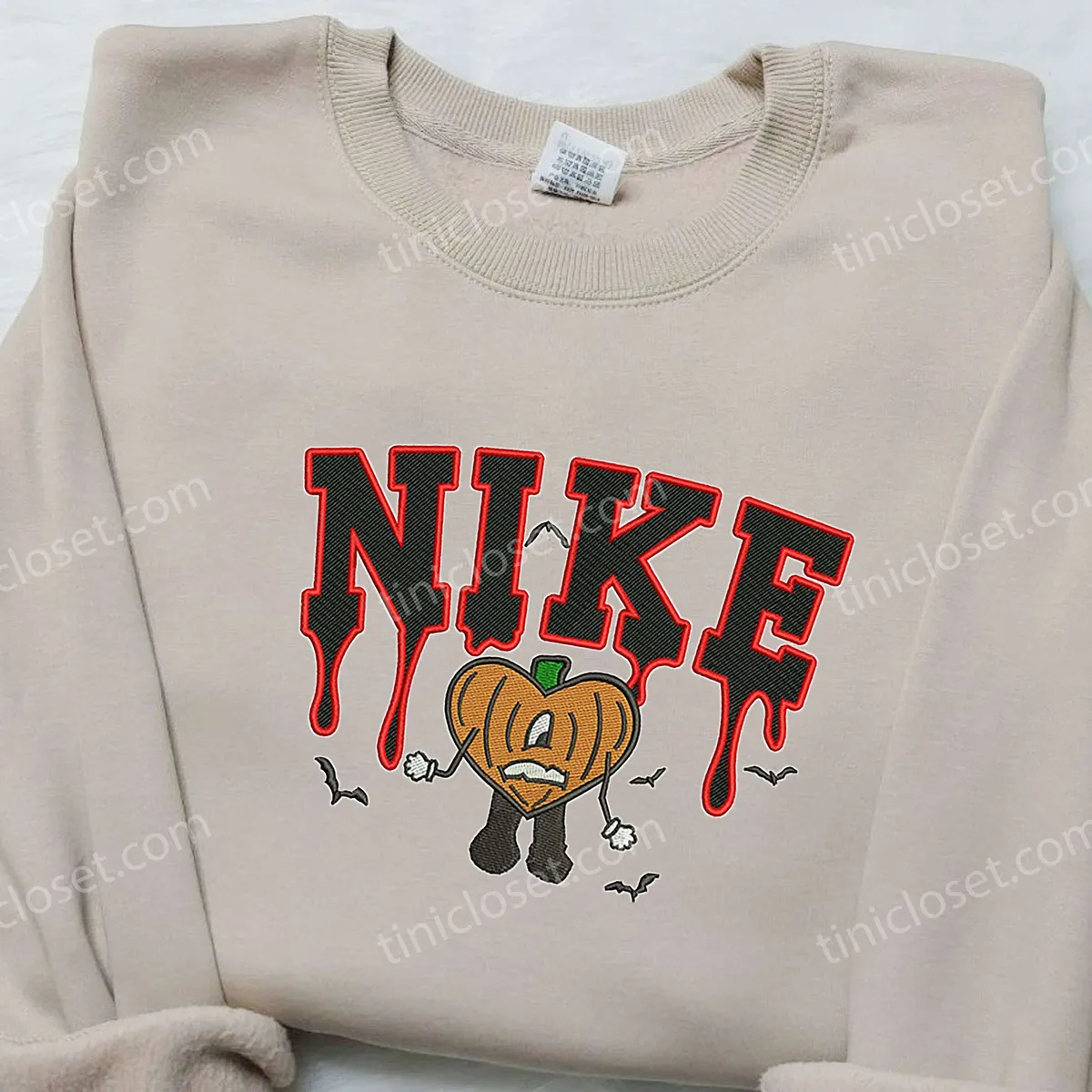 Bad Bunny Pumpkin Halloween x Nike Embroidered Shirt, Nike Embroidered Shirt, Weeknd Embroidered Shirt