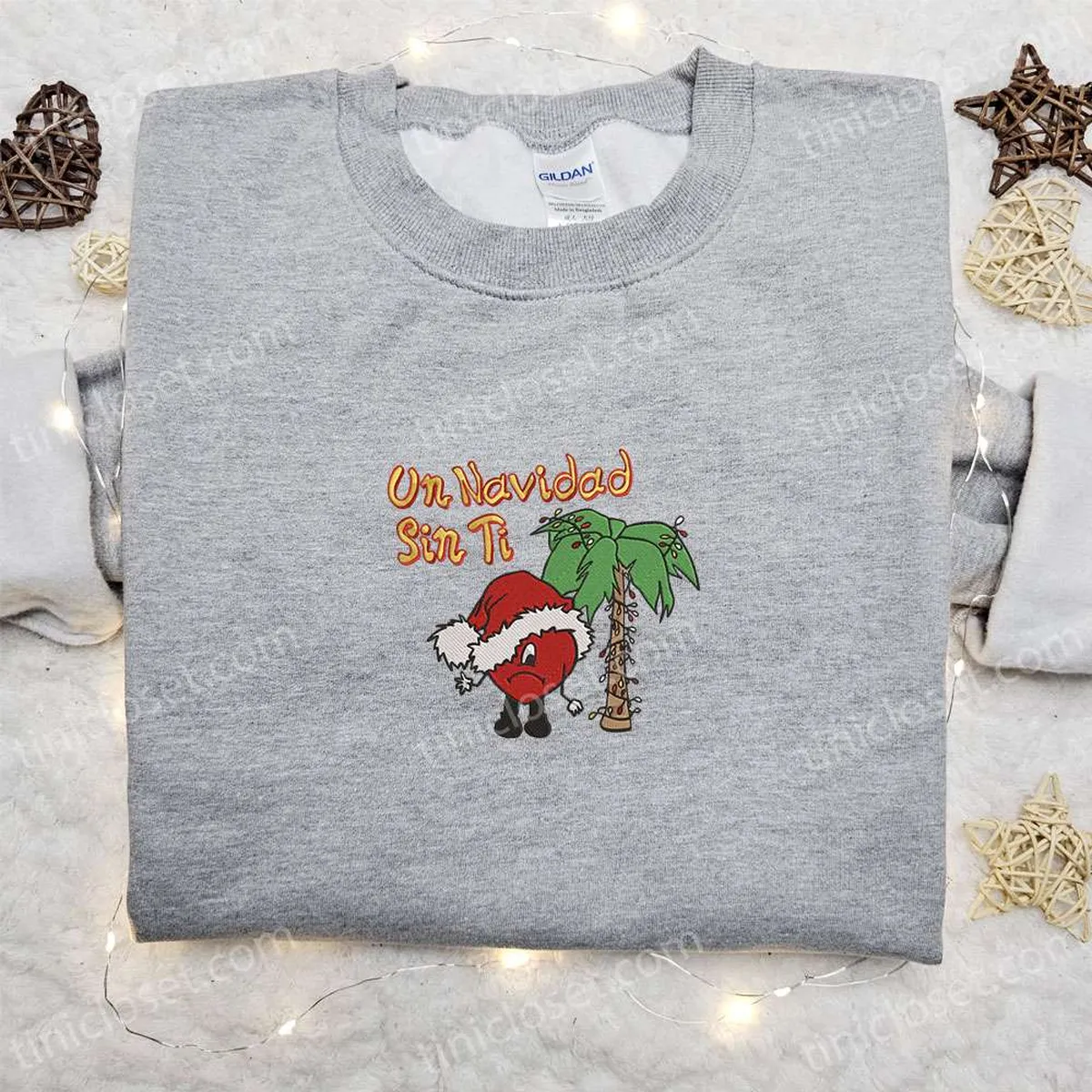 Bad Bunny Un Navidad Sin Ti Christmas Embroidered Sweatshirt, Christmas Embroidered Shirt, Best Christmas Gift Ideas