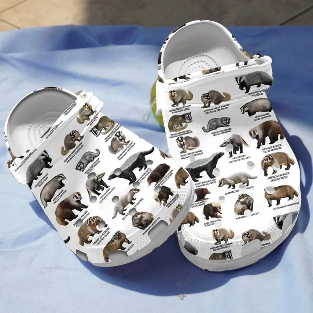 Badger Species Crocs, Personalized Crocs Classic Clogs