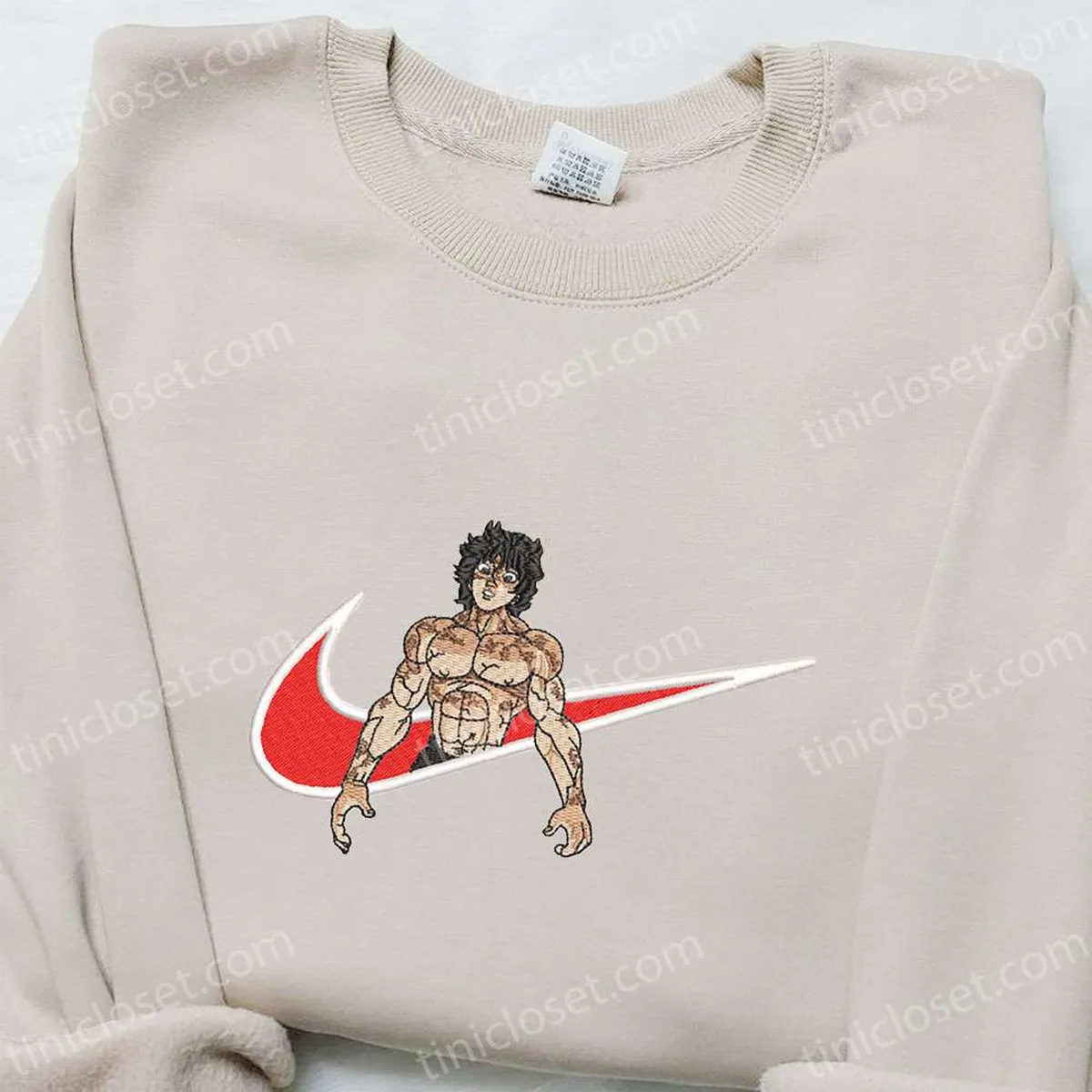 Baki Hanma x Nike Swoosh Anime Embroidered Tshirt, Nike Inspired Embroidered Shirt, Best Gift for Family