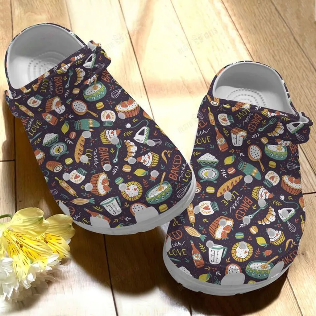 Baking Bakery Retro Pattern Crocs Classic Clogs