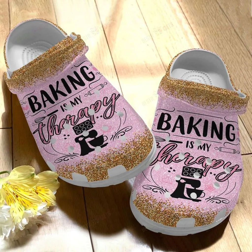 Baking Is My Therapy Crocs, Personalized Crocs Classic Clogs