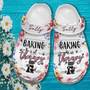 Baking Is My Therapy Flower Crocs