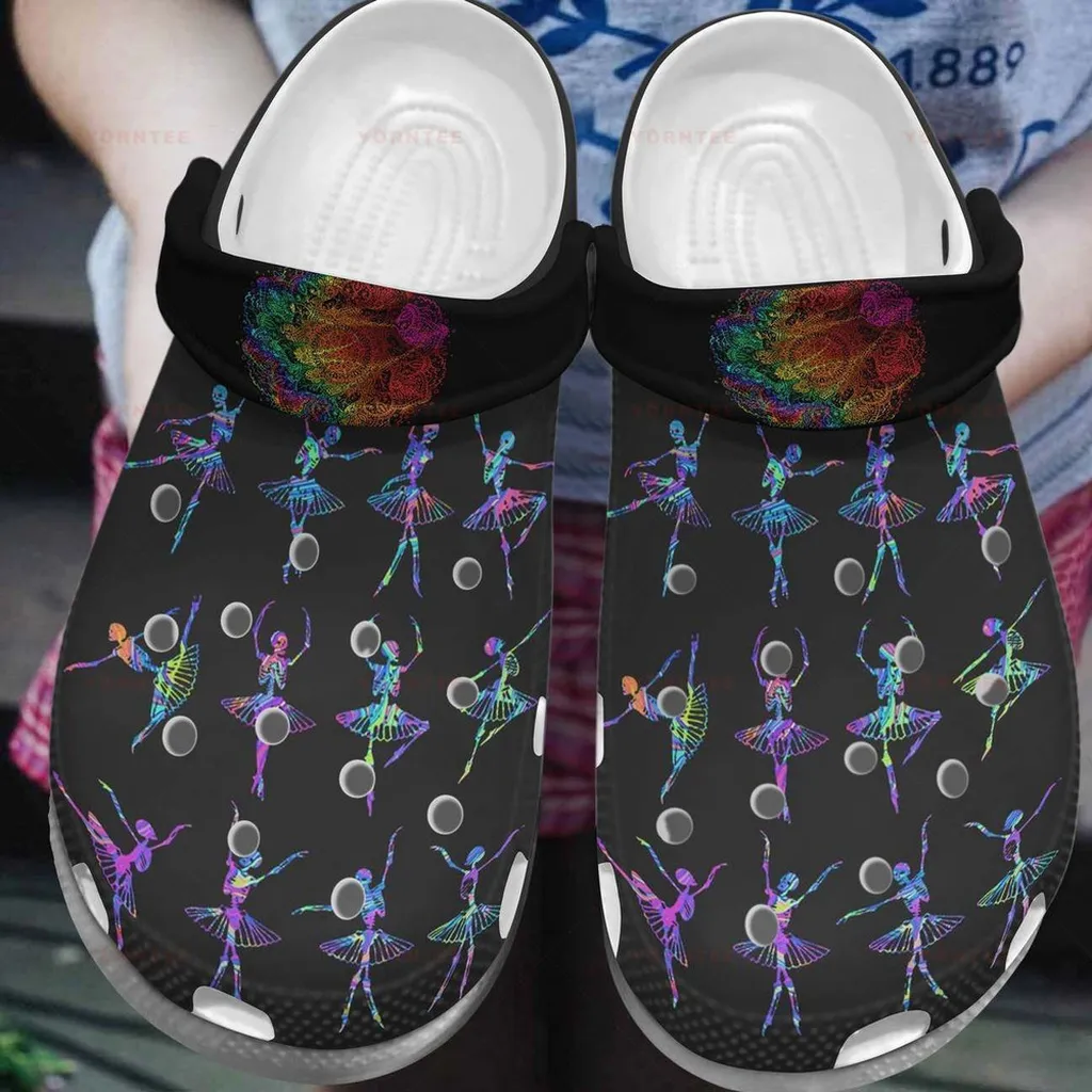 Ballet Colorful Skull Gift For Lover Rubber Crocs Clog