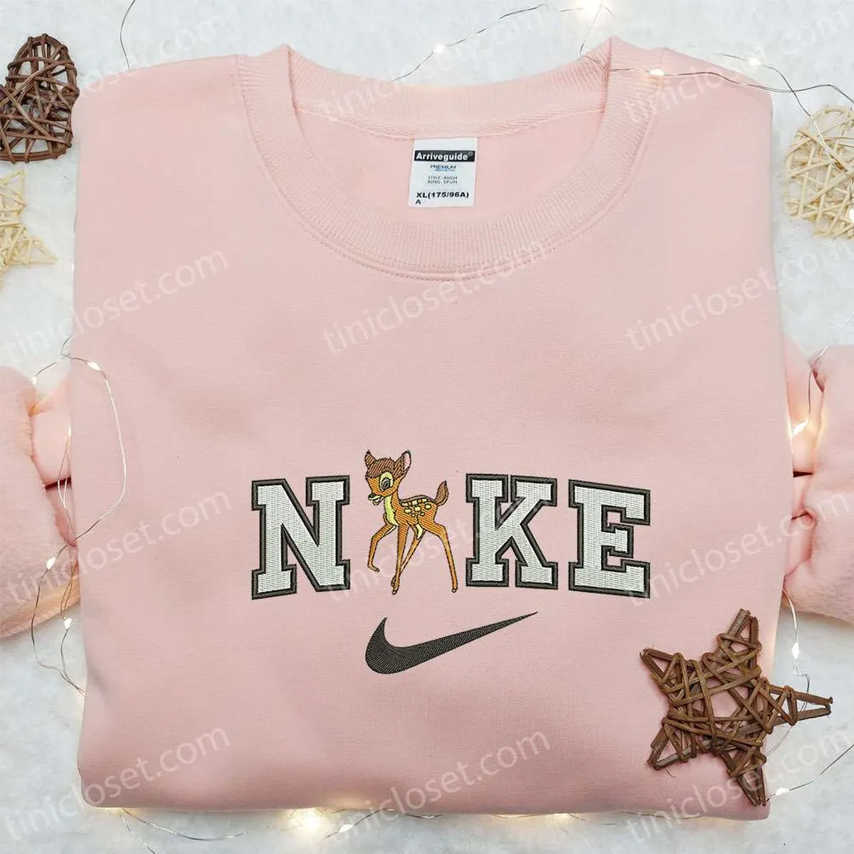 Bambi x Nike Cartoon Embroidered Shirt, Bambi Disney Embroidered Shirt, Nike Inspired Embroidered Shirt