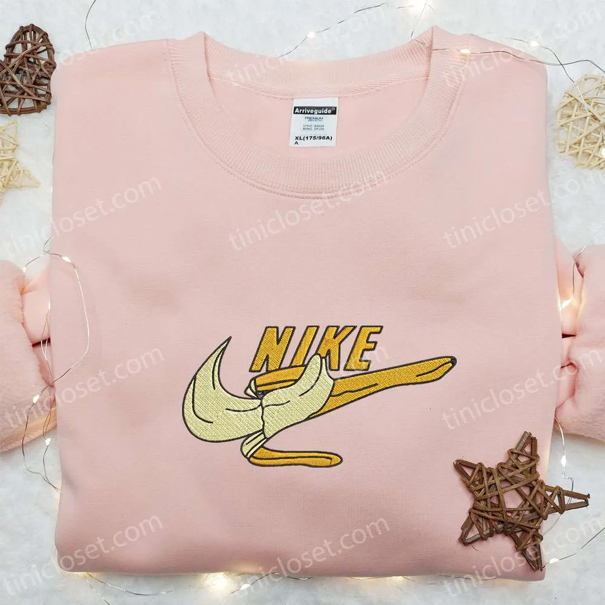 Banana Nike Logo Embroidered Shirt, Nike Inspired Embroidered Hoodie, Best Gifts For Family