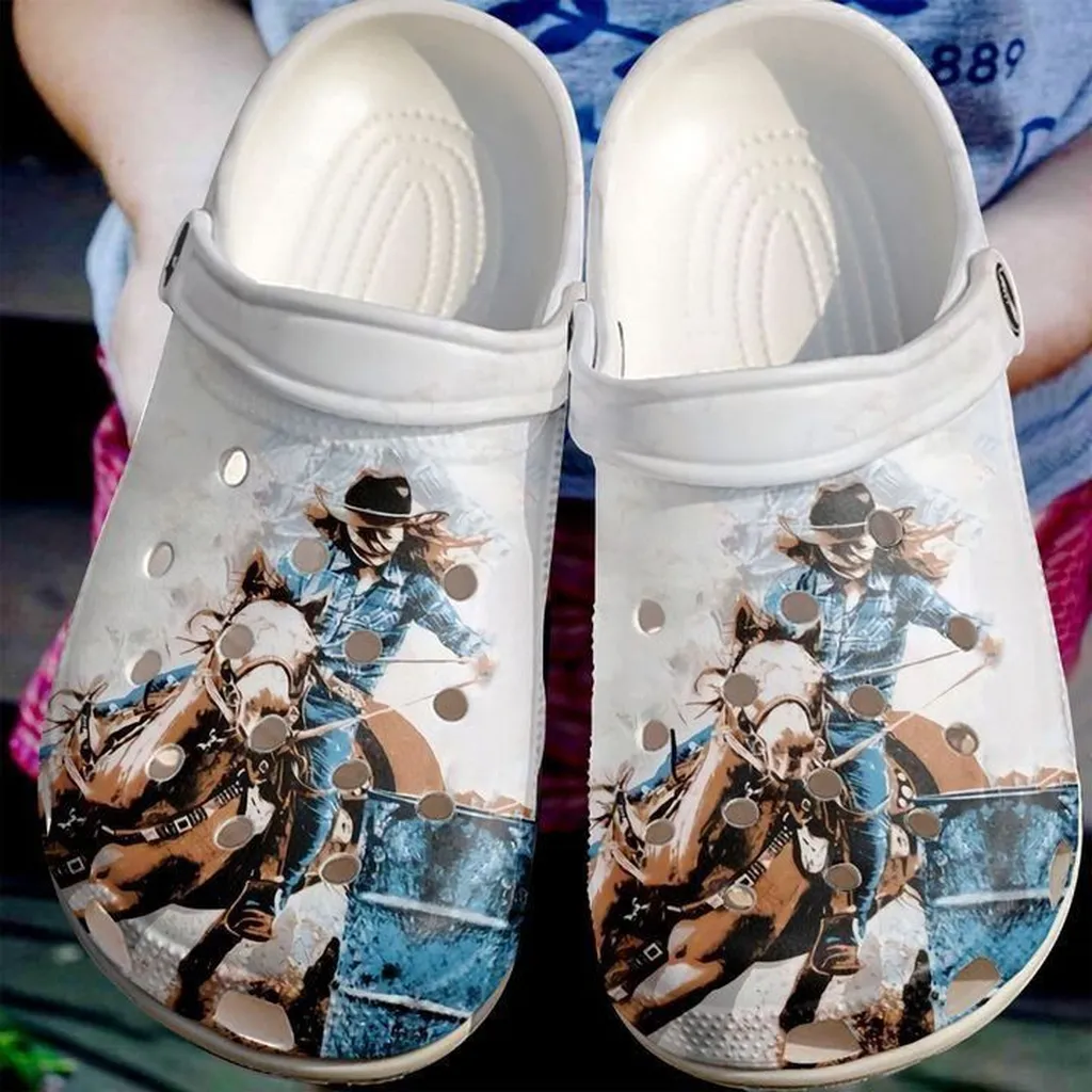 Barrel Racing Girl In Speed Crocs Classic Clogs