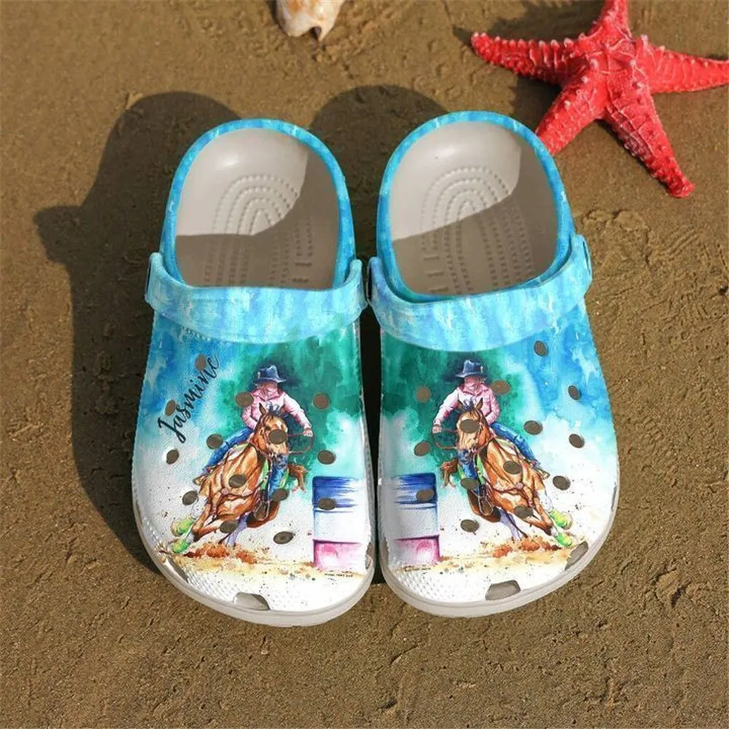 Barrel Racing Personalized Turn And Burn Crocs Classic Clogs