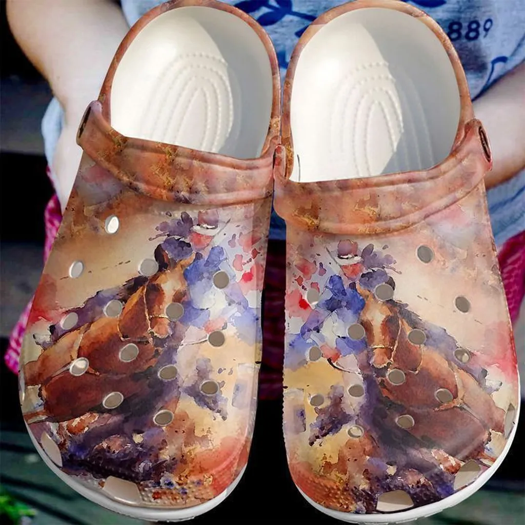 Barrel Racing Watercolor Rider Crocs Classic Clogs