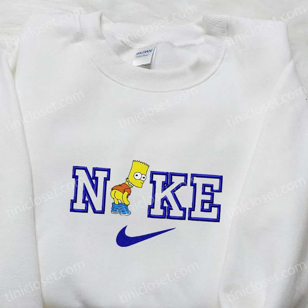 Bart Simpson x Nike Cartoon Embroidered Shirt, Nike Inspired Embroidered Shirt, Best Birthday Gift Ideas