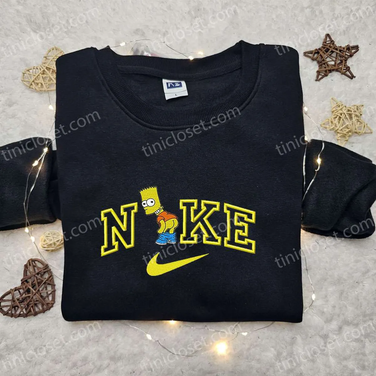 Bart Simpson x Nike Cartoon Embroidered Tshirt, Nike Inspired Embroidered Shirt, Best Birthday Gift Ideas