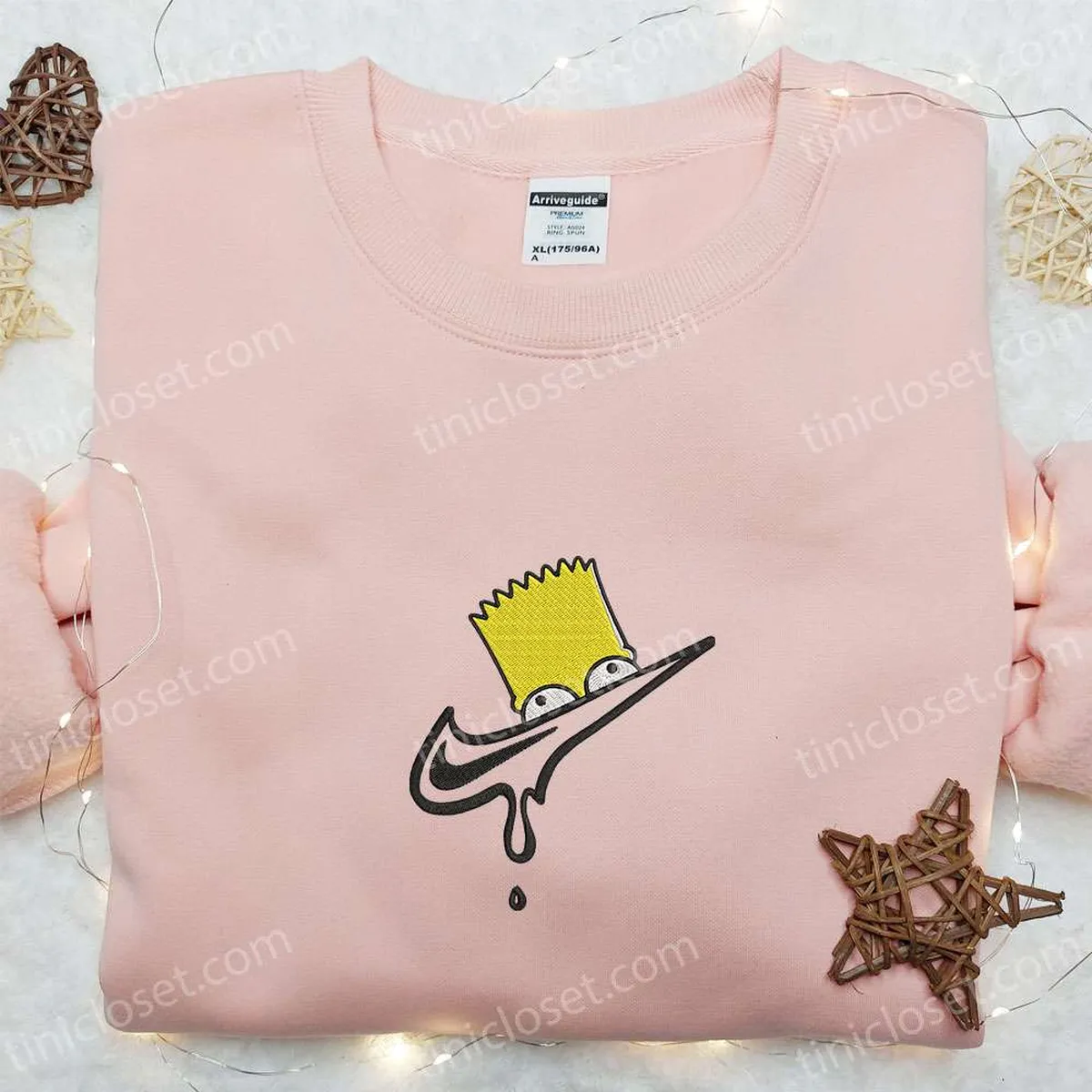 Bart Simpson x Nike Swoosh Embroidered Shirt, Cartoon Embroidered Hoodie, Nike Inspired Embroidered Sweatshirt