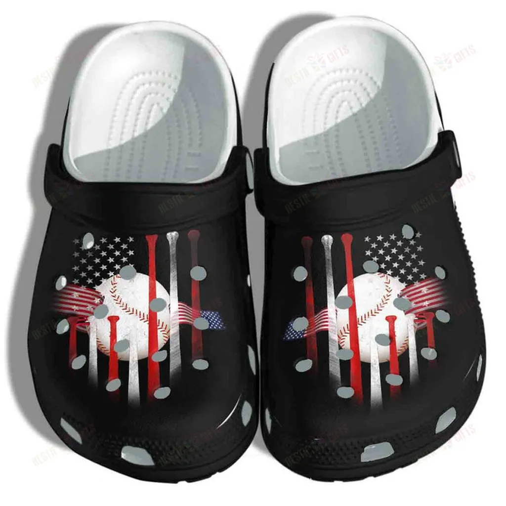 Baseball Ball America Flag Sport US Crocs Classic Clogs