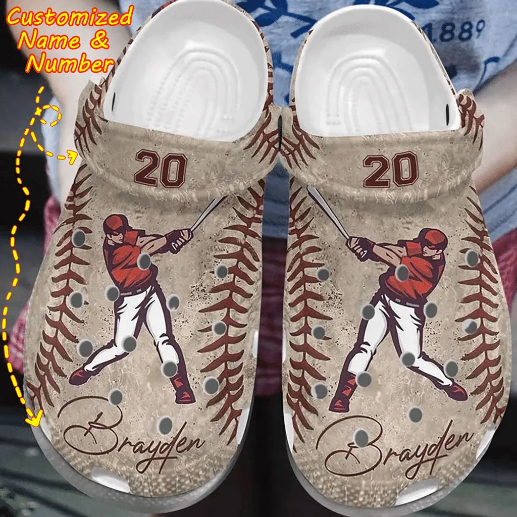 Baseball Crocs - Personalized Baseball Gift For Lover Vintage Unisex Clog