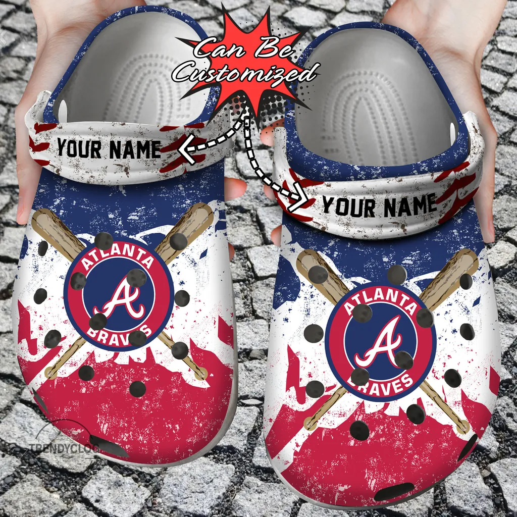 Baseball Crocs ABraves Personalized Watercolor New Clog