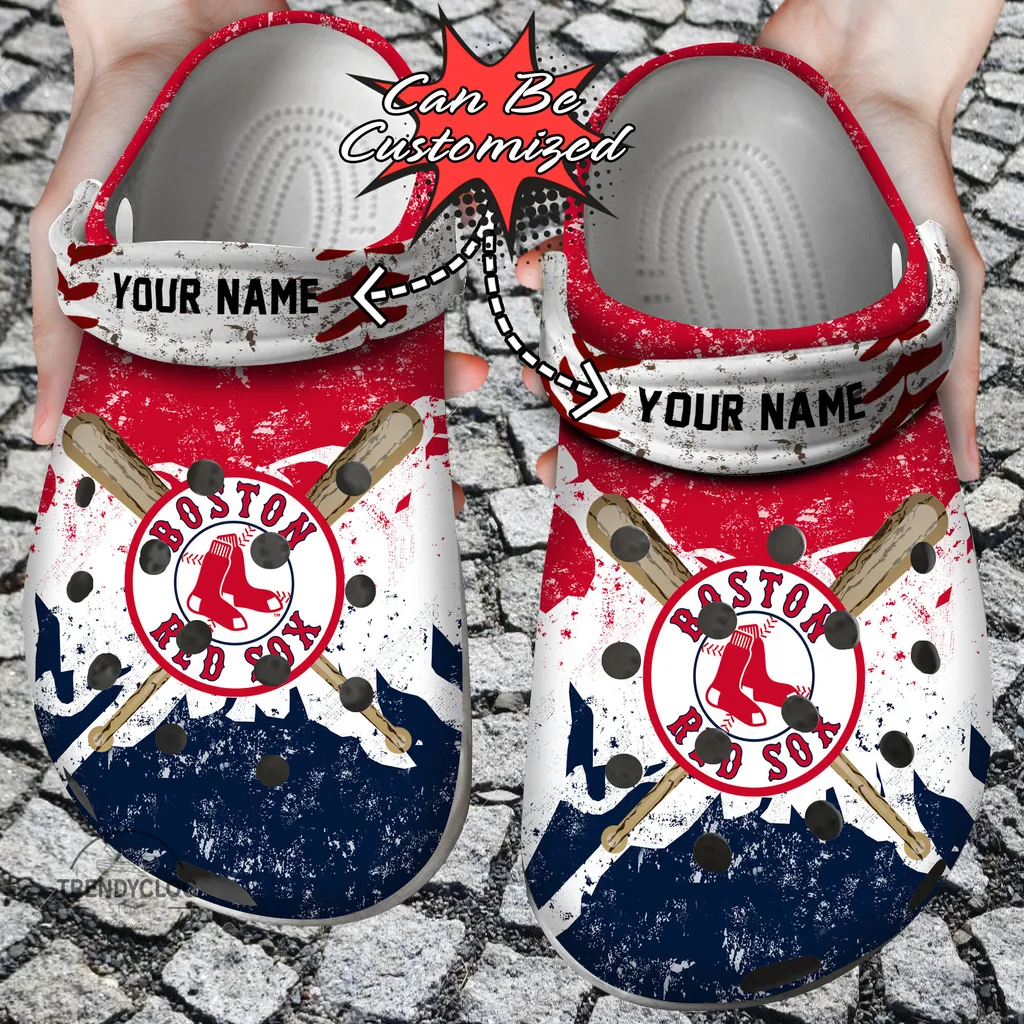 Baseball Crocs BRed Sox Personalized Watercolor New Clog