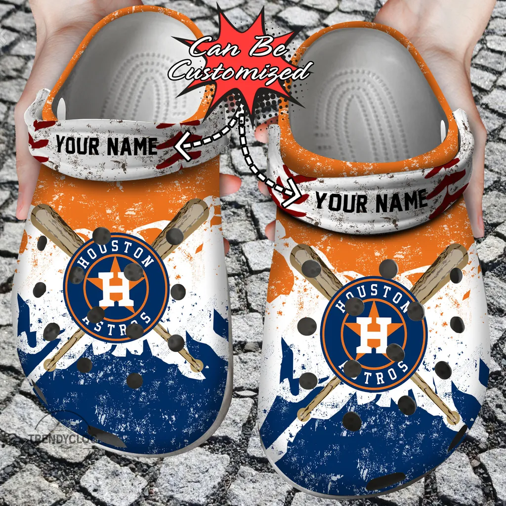 Baseball Crocs HAstros Personalized Watercolor New Clog