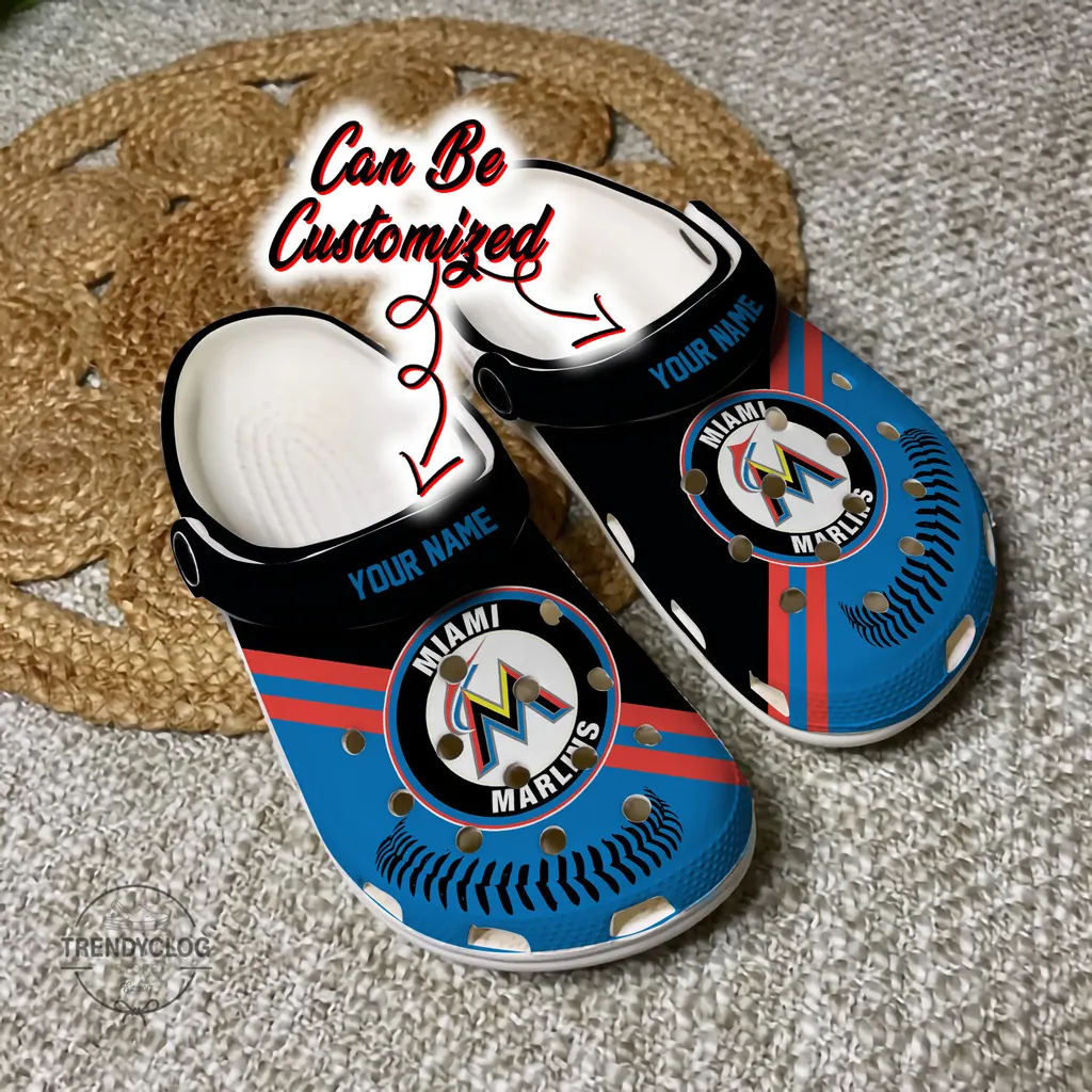 Baseball Crocs MMarlins Personalized Baseball Logo Team Clog