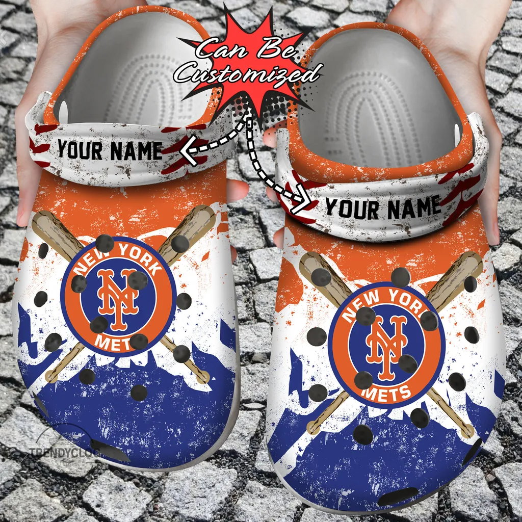 Baseball Crocs NY Mets Personalized Watercolor New Clog