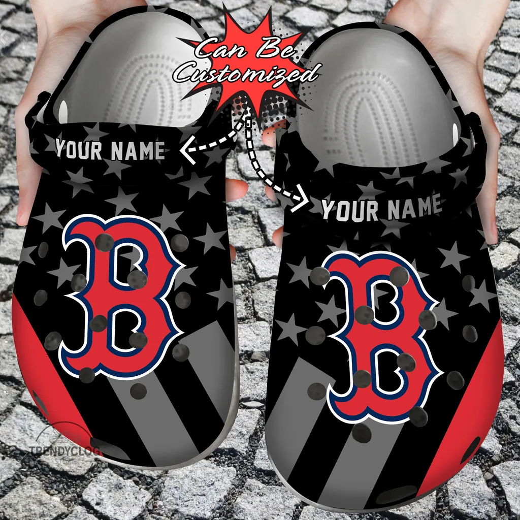 Baseball Crocs Personalized BRed Sox Star Flag Clog