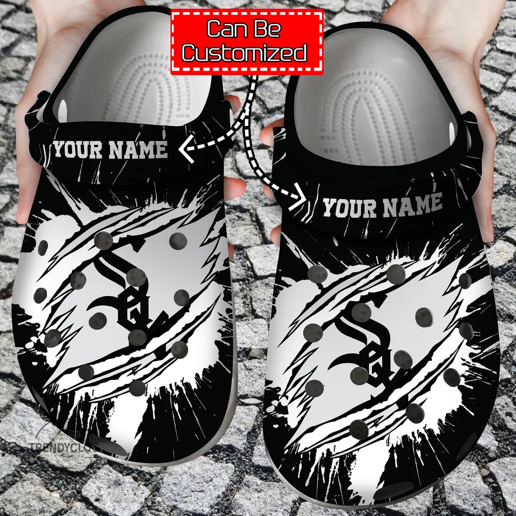 Baseball Crocs Personalized CWhite Sox Ripped Claw Clog