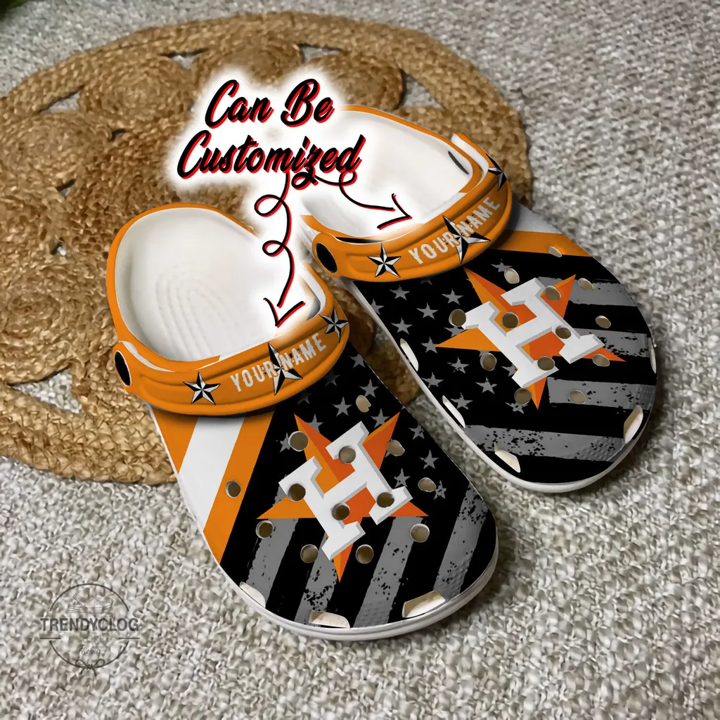 Baseball Crocs Personalized HAstros American Flag Clog