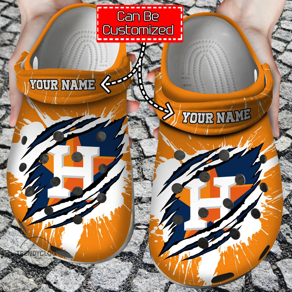 Baseball Crocs Personalized HAstros Ripped Claw Clog