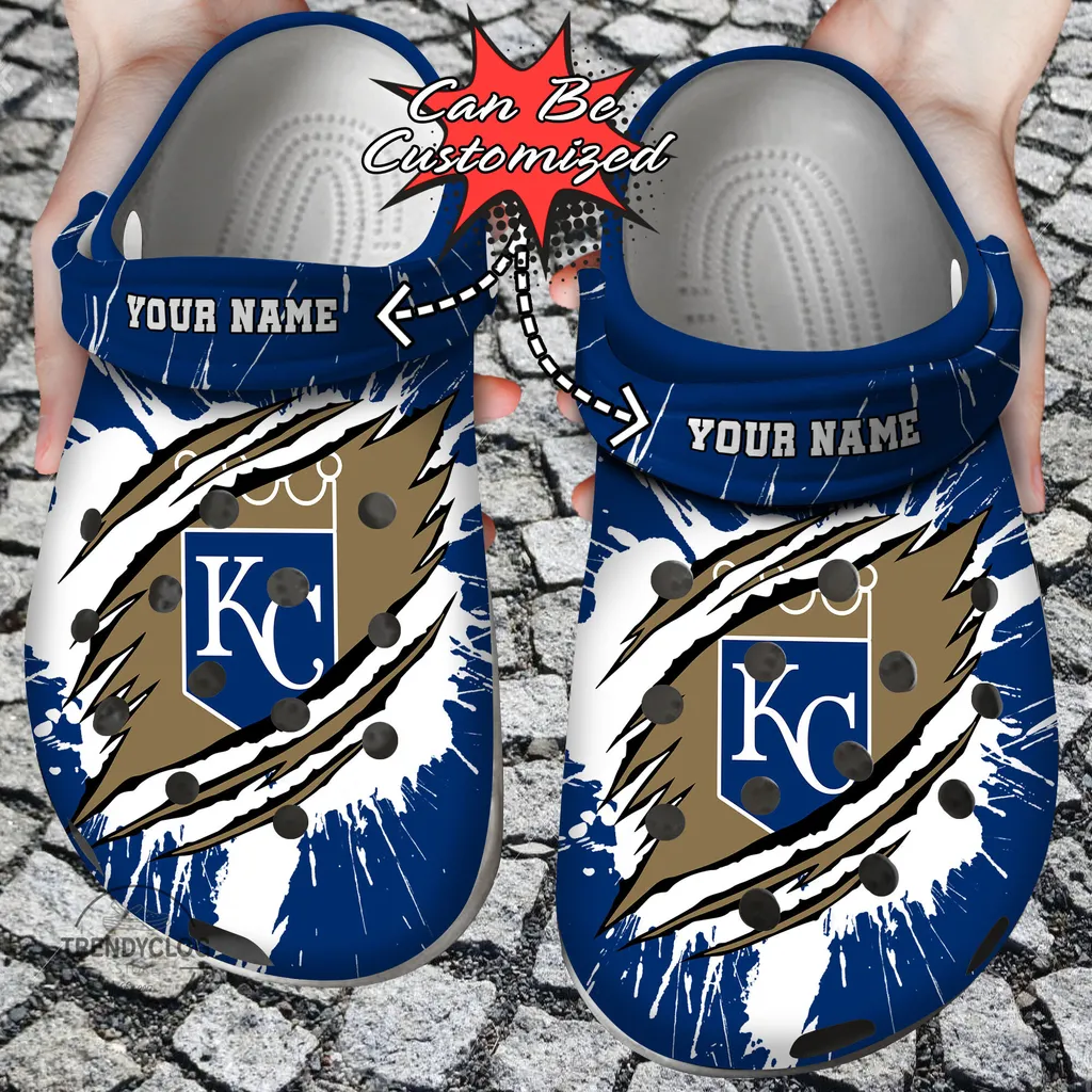 Baseball Crocs Personalized KC-Royals Ripped Claw Clog