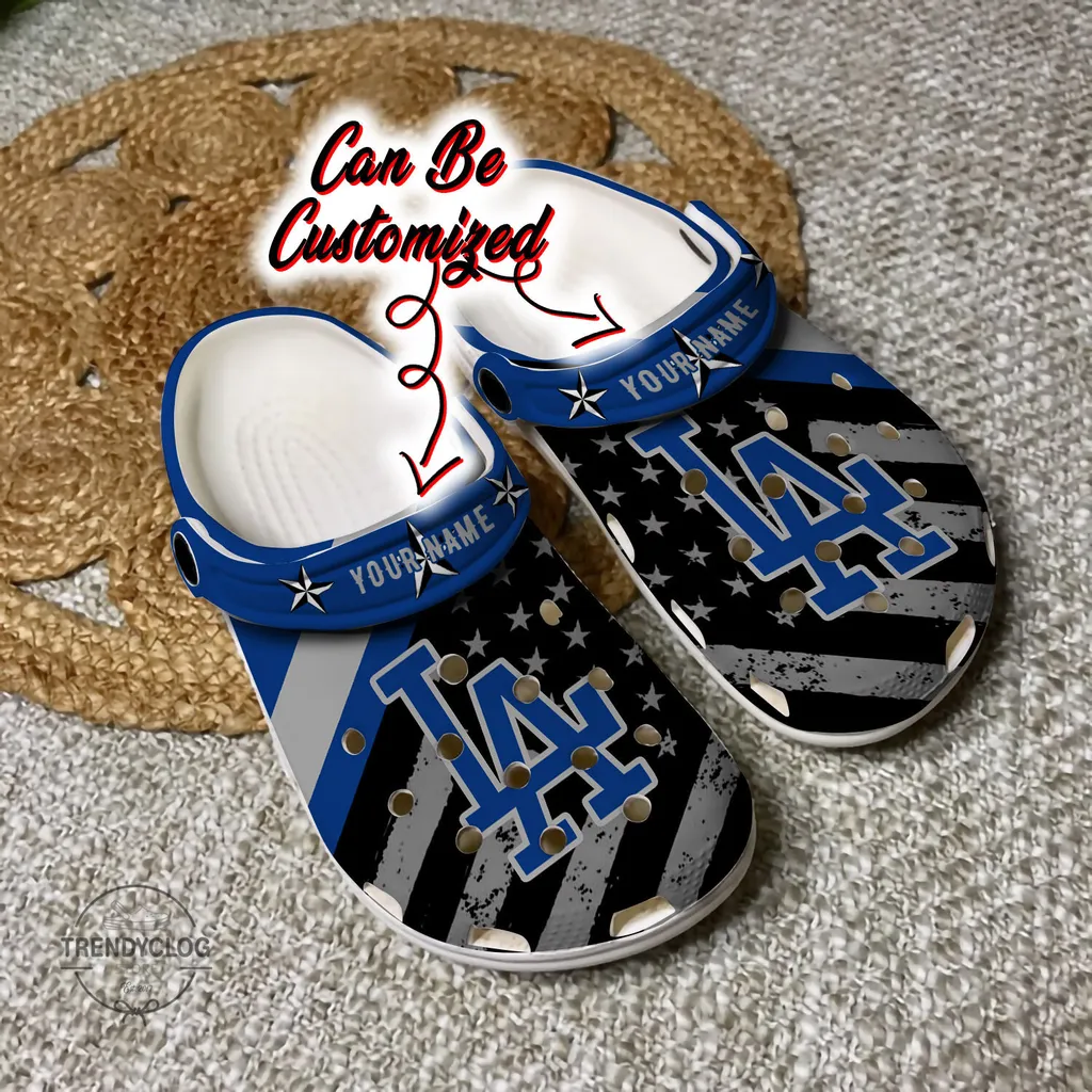 Baseball Crocs Personalized LA Dodgers American Flag Clog