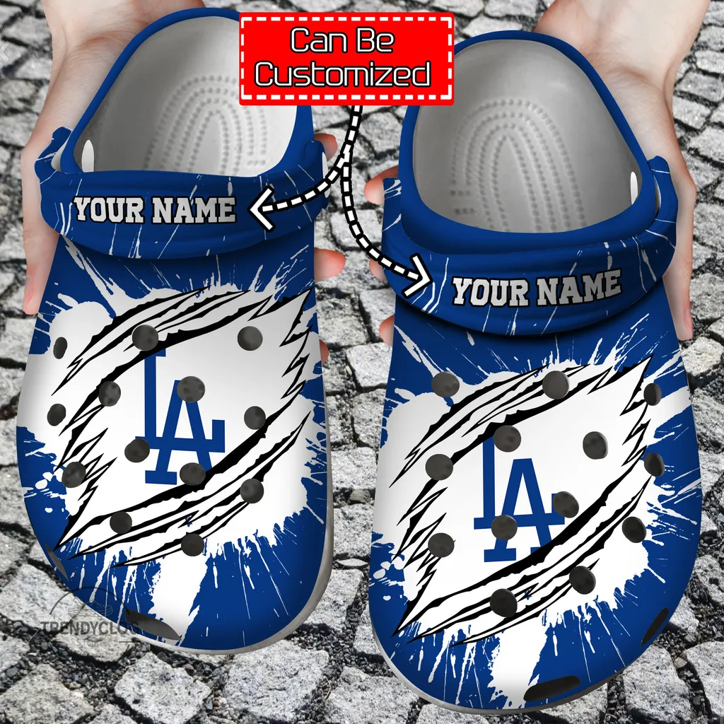 Baseball Crocs Personalized LA Dodgers Ripped Claw Clog