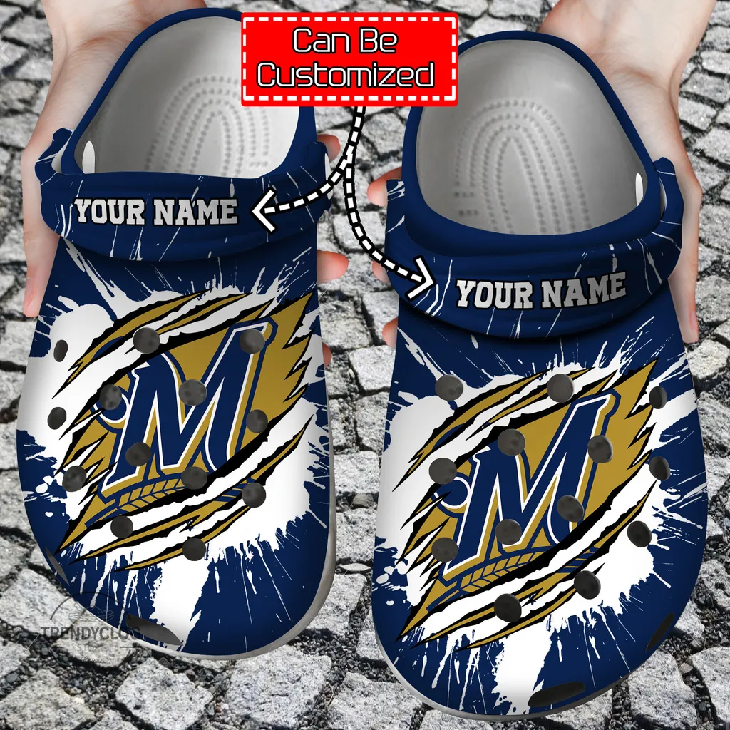 Baseball Crocs Personalized MBrewers Ripped Claw Clog