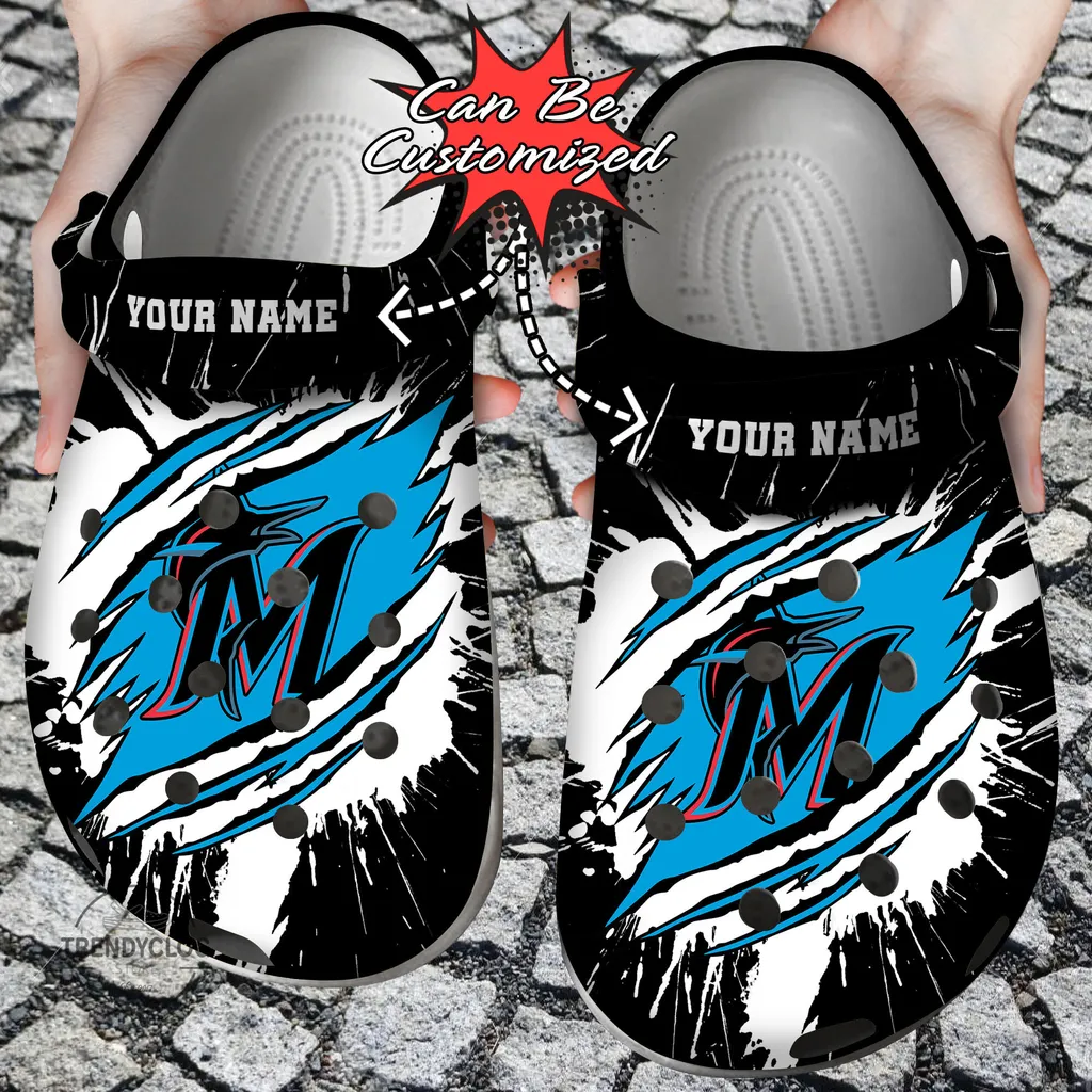 Baseball Crocs Personalized MMarlins Ripped Claw Clog