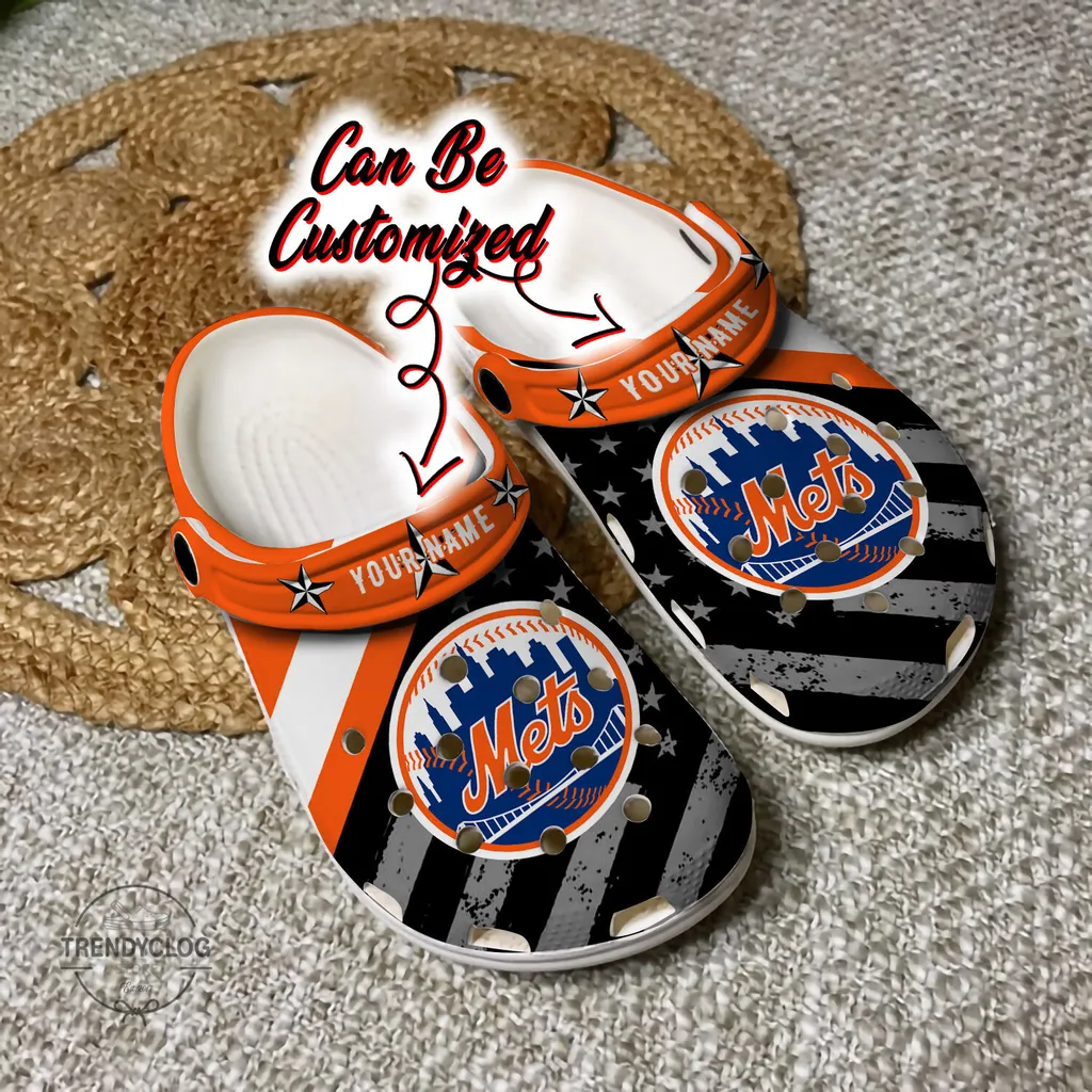 Baseball Crocs Personalized NY Mets American Flag Clog