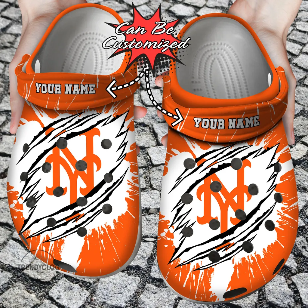 Baseball Crocs Personalized NY Mets Ripped Claw Clog