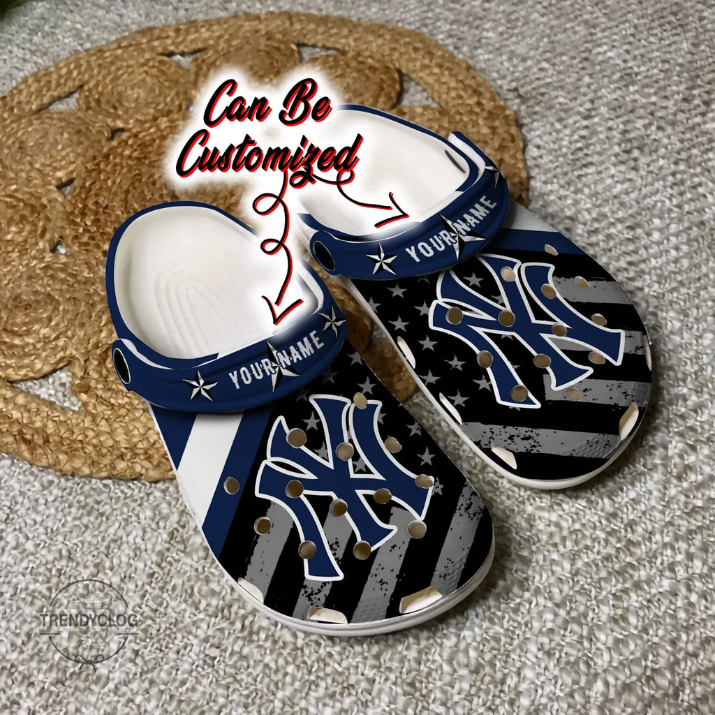 Baseball Crocs Personalized NY Yankees American Flag Clog