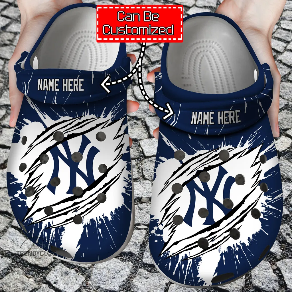 Baseball Crocs Personalized NY Yankees Ripped Claw Clog