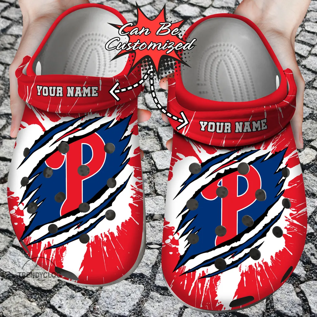 Baseball Crocs Personalized PPhillies Ripped Claw Clog