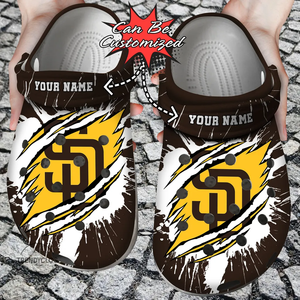 Baseball Crocs Personalized SD Padres Ripped Claw Clog