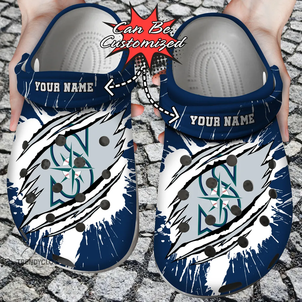 Baseball Crocs Personalized SMariners Ripped Claw Clog