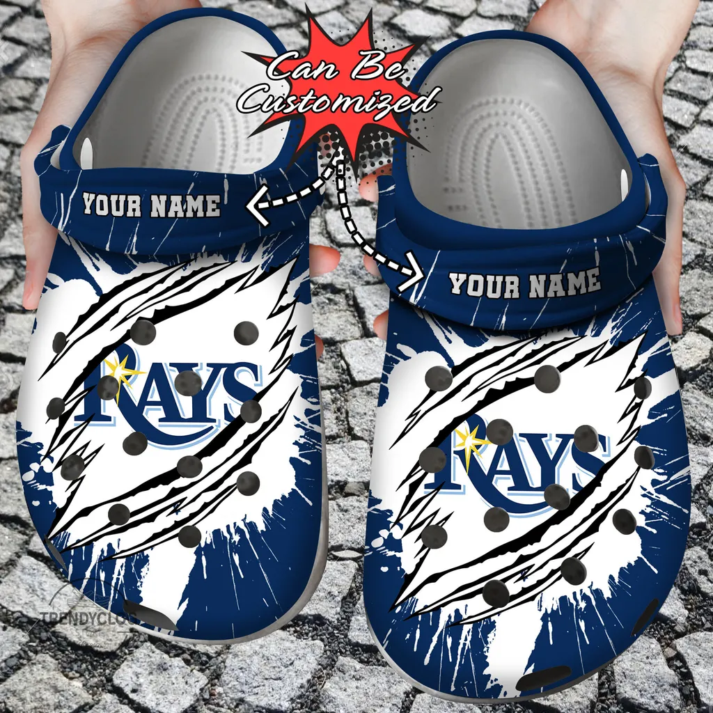 Baseball Crocs Personalized TB Rays Ripped Claw Clog