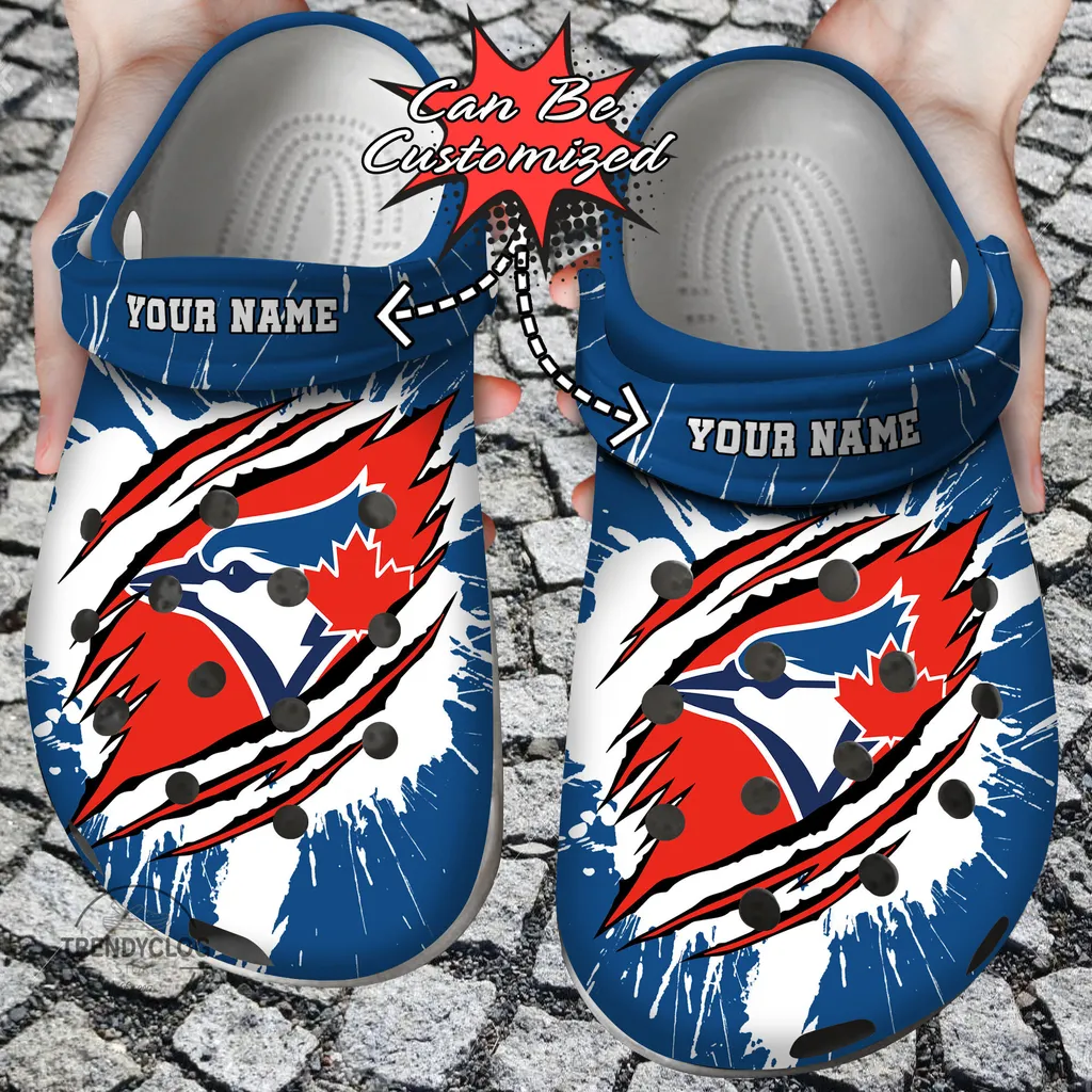 Baseball Crocs Personalized TBlue Jays Ripped Claw Clog