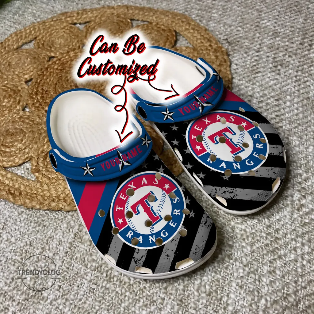 Baseball Crocs Personalized TRangers American Flag Clog