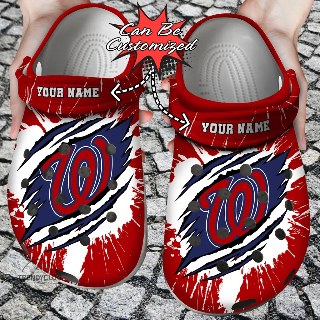 Baseball Crocs Personalized WNationals Ripped Claw Clog