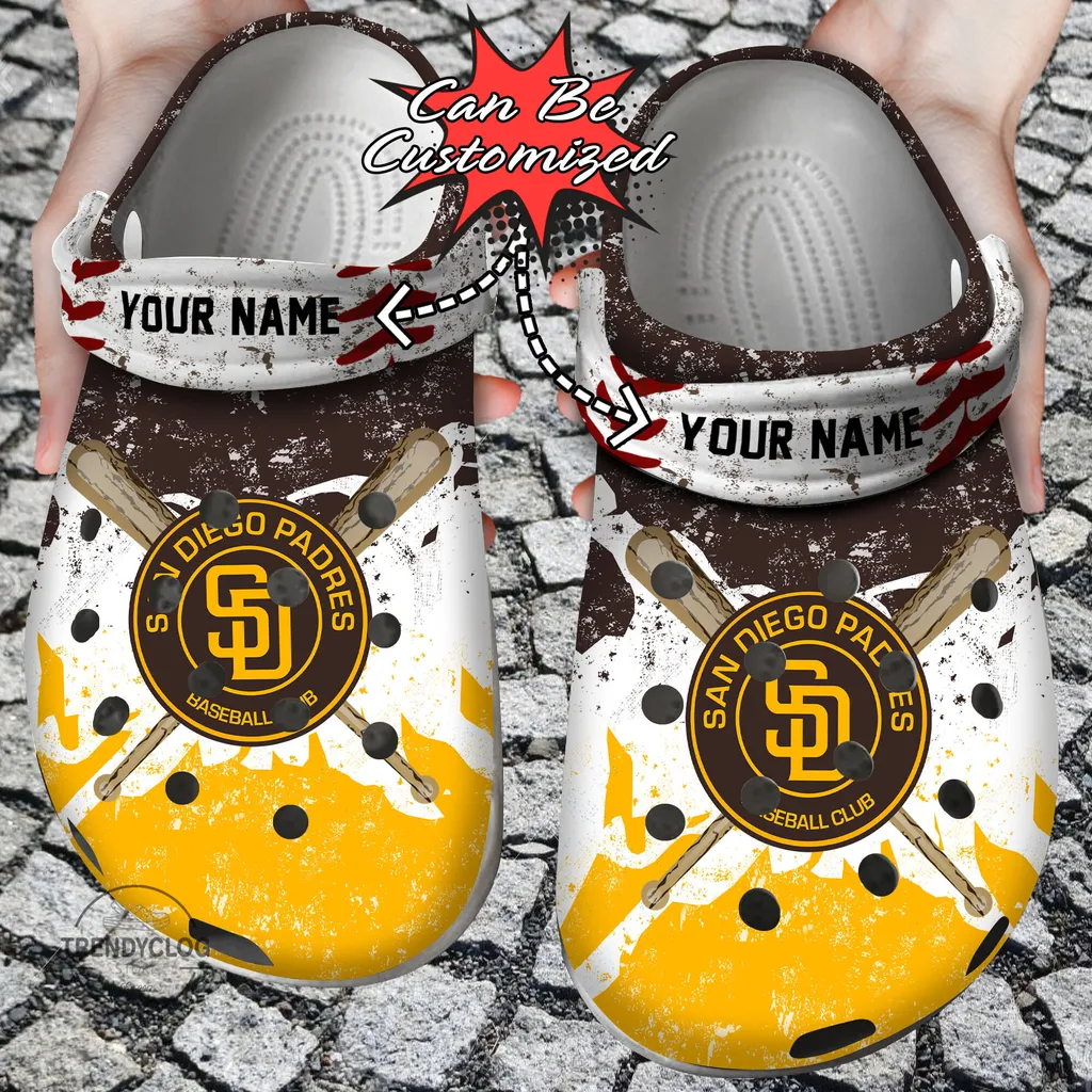 Baseball Crocs SD Padres Personalized Watercolor New Clog