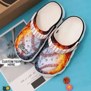 Baseball Fire Gift For Fan Classic Water Rubber Crocs Clog