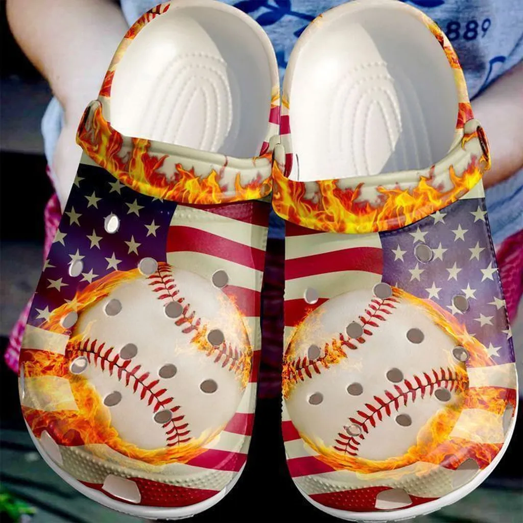 Baseball Flag Crocs Classic Clogs