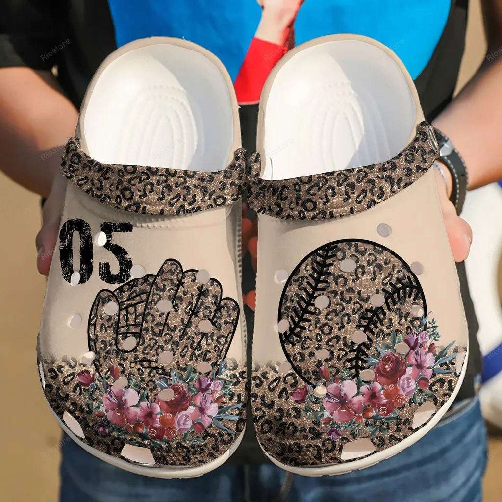 Baseball Leopard Girl Gloves Flower Custom